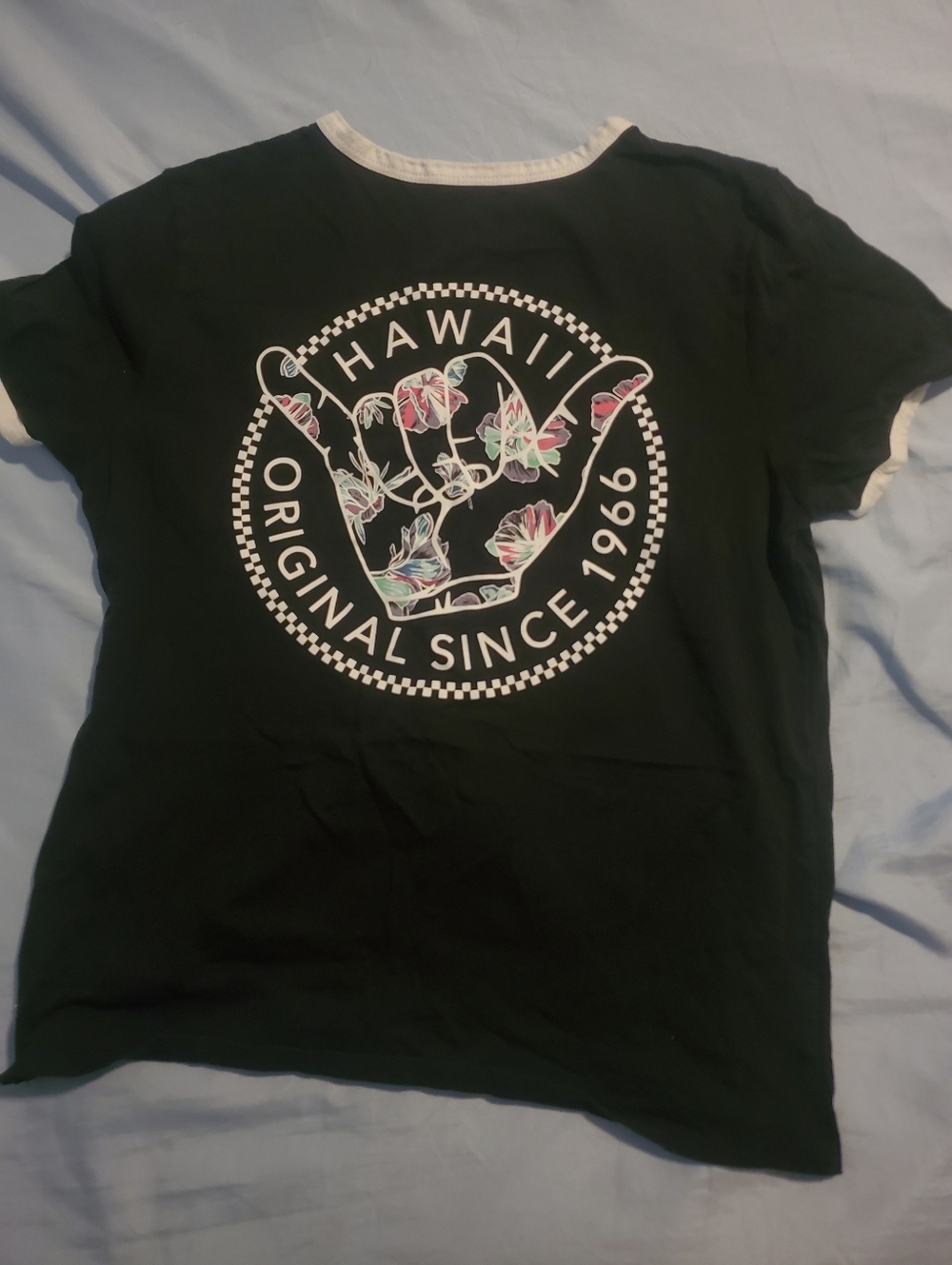Vans Black Ringer Tee with Floral Shaka Graphic